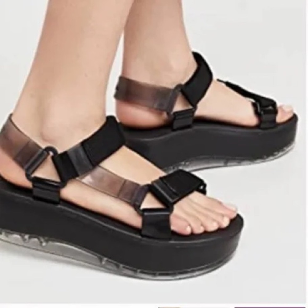 Melissa x Rider - Papete Platform Sandals in Black/Clear size 5